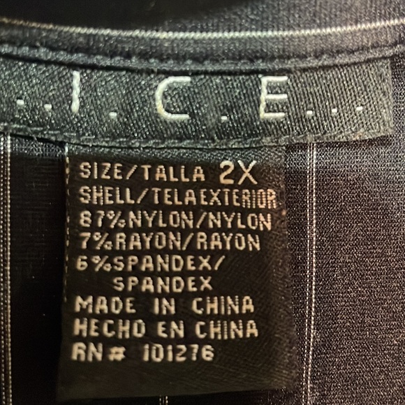 ICE 2x black white stripe adjustable rushing fitted collared top sleeveless euc - Picture 2 of 10